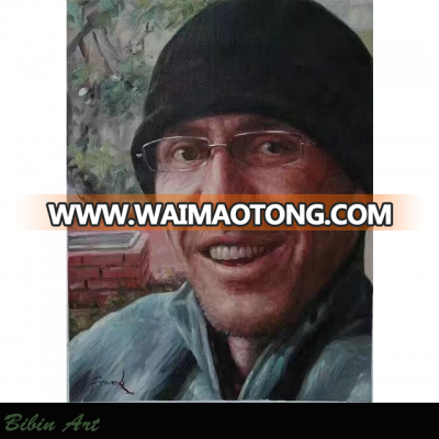 Living room single man self portrait oil painting